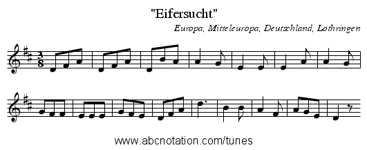 Eifersucht - staff notation