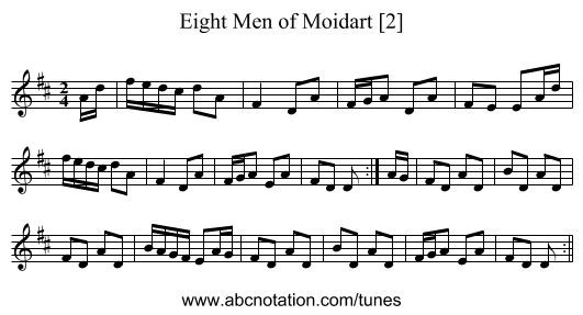 Eight Men of Moidart [2] - staff notation
