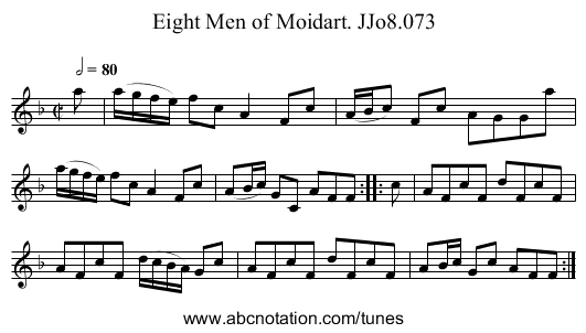 Eight Men of Moidart. JJo8.073 - staff notation