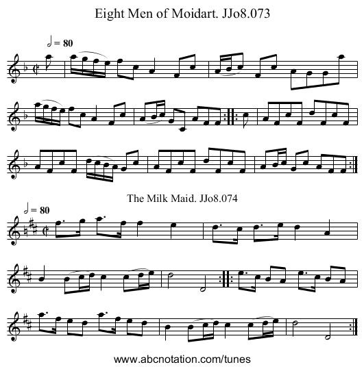Eight Men of Moidart. JJo8.073 - staff notation