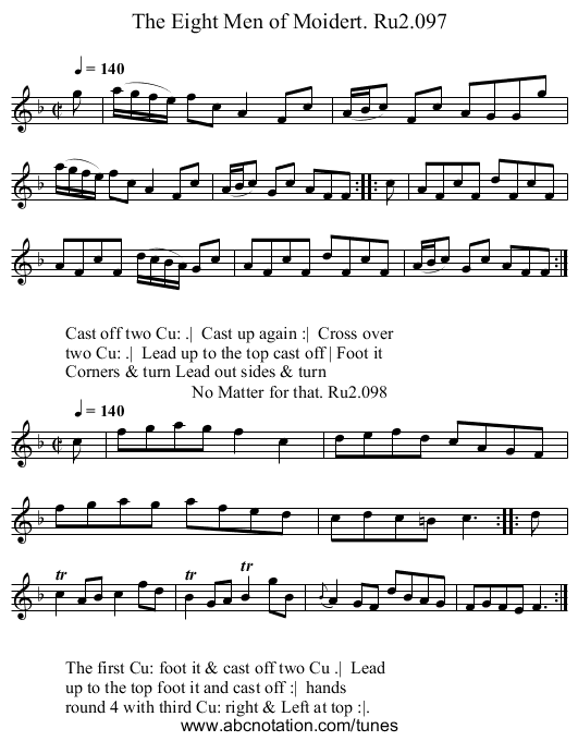 Eight Men of Moidert. Ru2.097, The - staff notation