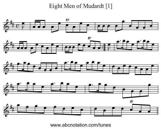 Eight Men of Mudardt [1] - staff notation