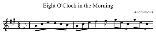 Eight O'Clock in the Morning - staff notation