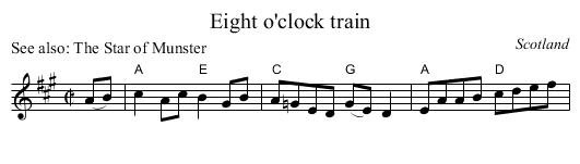 Eight o'clock train - staff notation