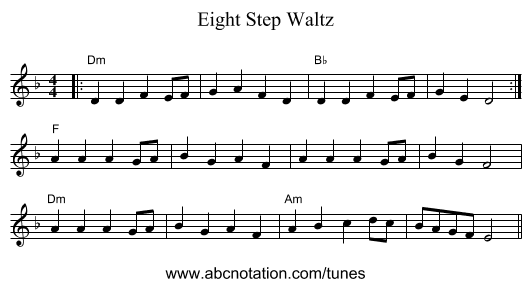 Eight Step Waltz - staff notation