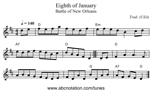 Eighth of January - staff notation