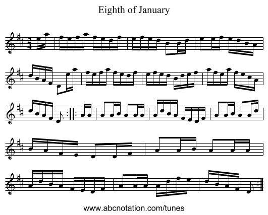 Eighth of January - staff notation