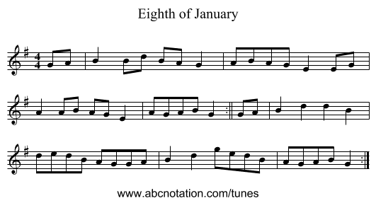 Eighth of January - staff notation