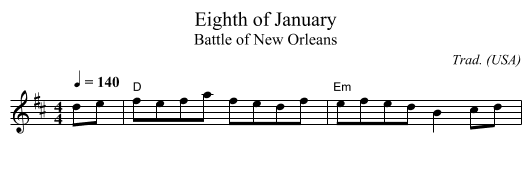 Eighth of January - staff notation