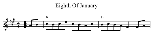 Eighth Of January - staff notation
