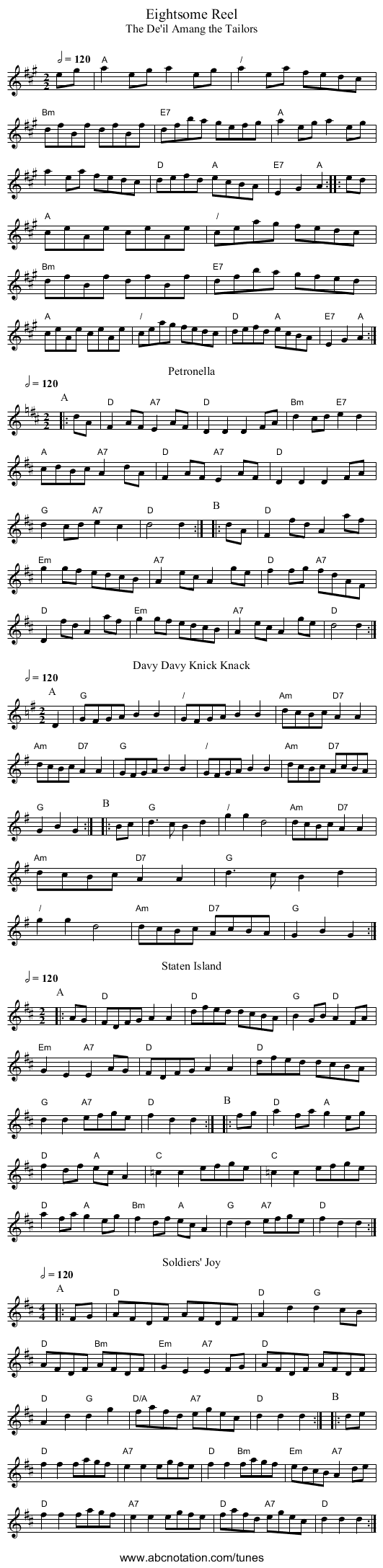 Eightsome Reel - staff notation