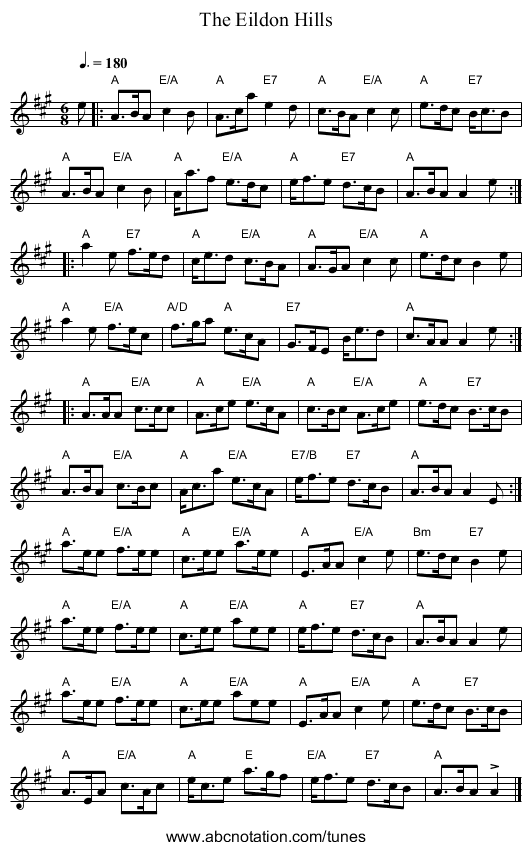 Eildon Hills, The - staff notation