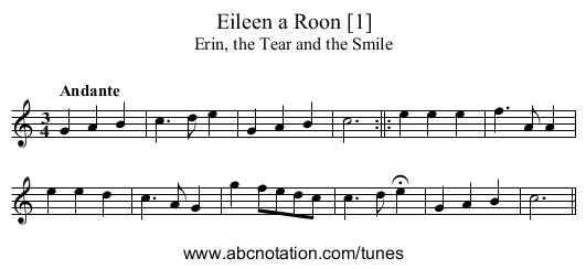 Eileen a Roon [1] - staff notation