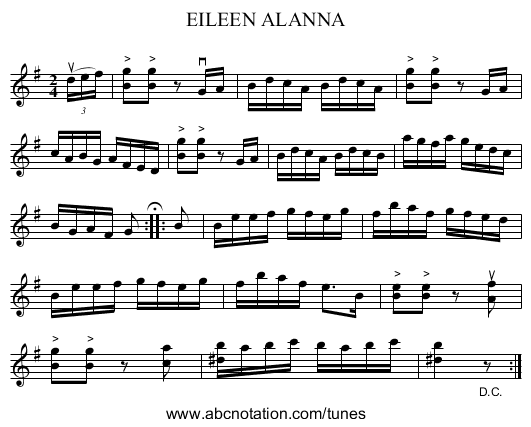 EILEEN ALANNA - staff notation