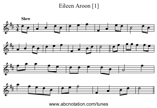 Eileen Aroon [1] - staff notation
