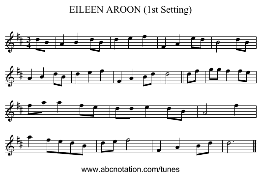 EILEEN AROON (1st Setting) - staff notation