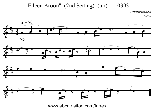 Eileen Aroon  (2nd Setting)  (air)       0393 - staff notation