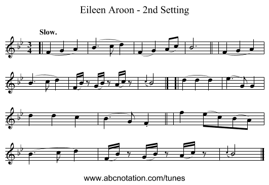 Eileen Aroon - 2nd Setting - staff notation
