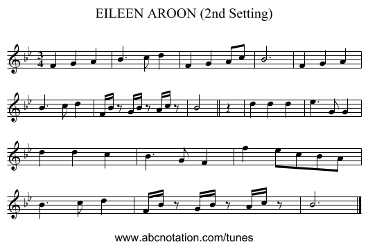 EILEEN AROON (2nd Setting) - staff notation