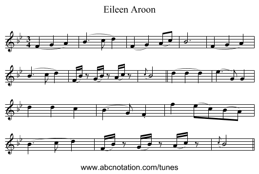 Eileen Aroon - staff notation