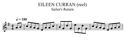 EILEEN CURRAN (reel) - staff notation