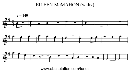 EILEEN McMAHON (waltz) - staff notation