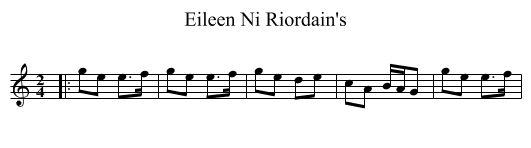 Eileen Ni Riordain's - staff notation