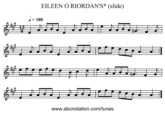 EILEEN O RIORDAN'S* (slide) - staff notation