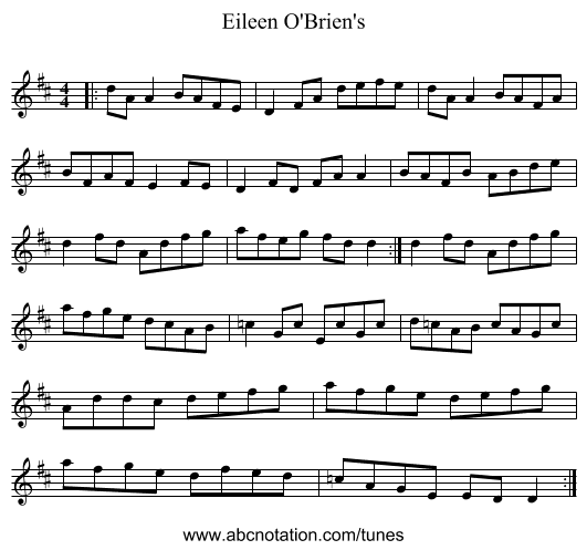 Eileen O'Brien's - staff notation