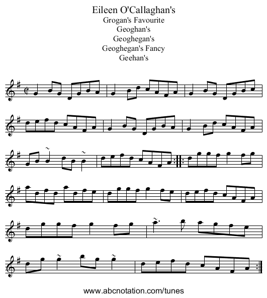 Eileen O'Callaghan's - staff notation