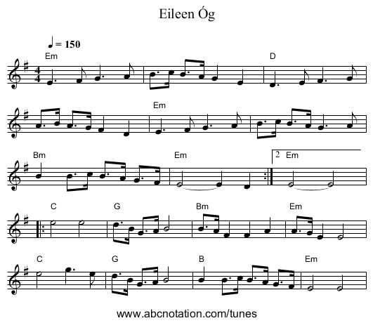 Eileen Óg - staff notation