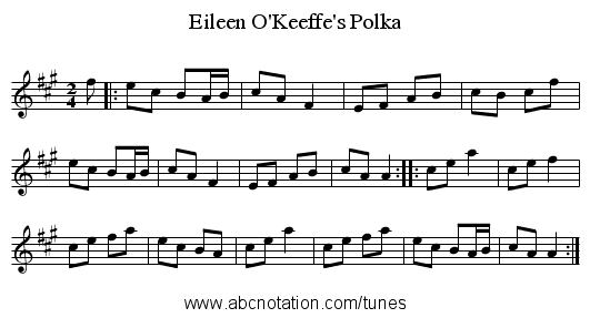 Eileen O'Keeffe's Polka - staff notation