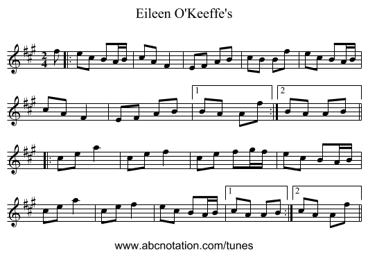 Eileen O'Keeffe's - staff notation