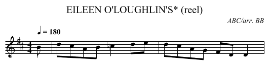 EILEEN O'LOUGHLIN'S* (reel) - staff notation