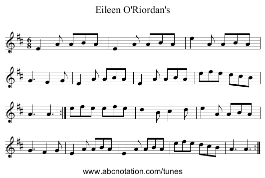 Eileen O'Riordan's - staff notation