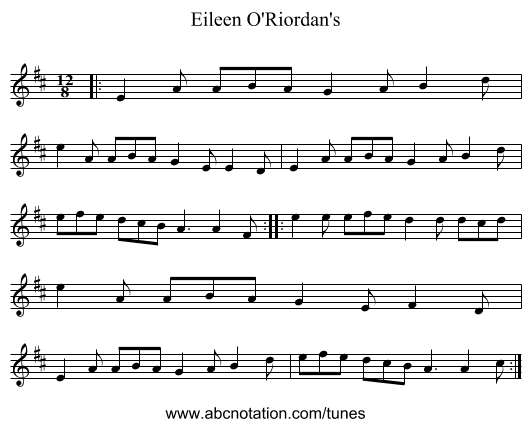 Eileen O'Riordan's - staff notation