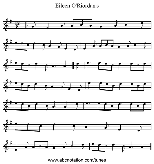 Eileen O'Riordan's - staff notation