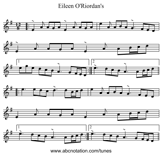 Eileen O'Riordan's - staff notation