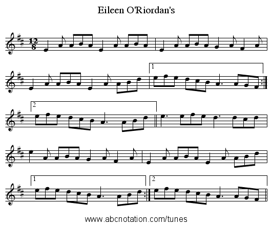 Eileen O'Riordan's - staff notation