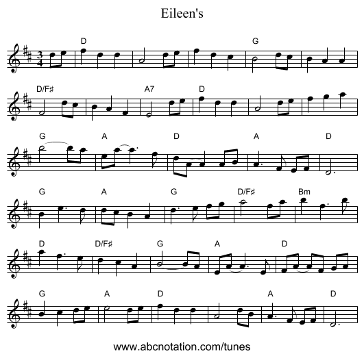 Eileen's - staff notation