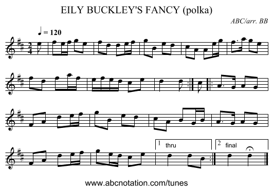 EILY BUCKLEY'S FANCY (polka) - staff notation