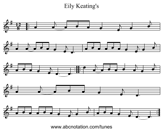 Eily Keating's - staff notation