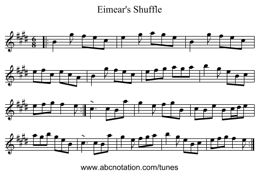 Eimear's Shuffle - staff notation