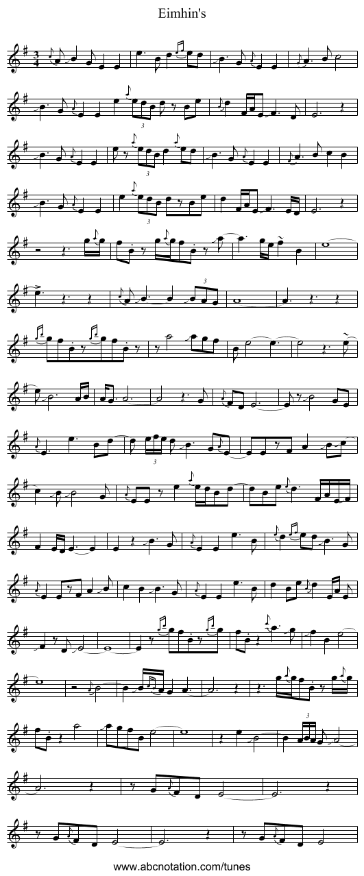 Eimhin's - staff notation