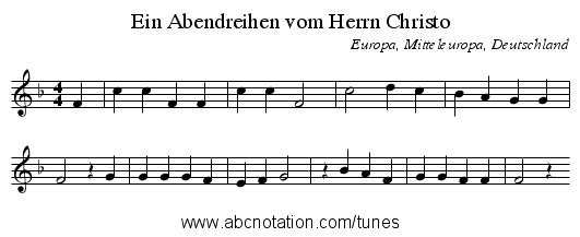 Ein Abendreihen vom Herrn Christo - staff notation