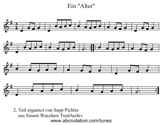 Ein Alter - staff notation