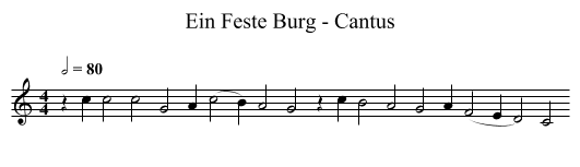 Ein Feste Burg - Cantus - staff notation