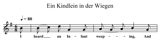 Ein Kindlein in der Wiegen - staff notation