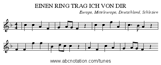 EINEN RING TRAG ICH VON DIR - staff notation