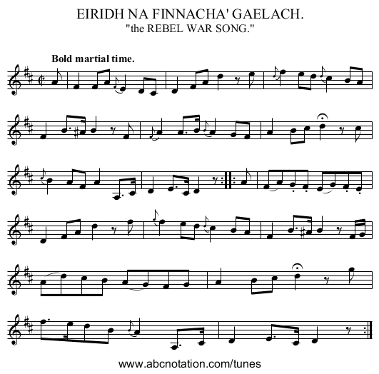 EIRIDH NA FINNACHA' GAELACH. - staff notation